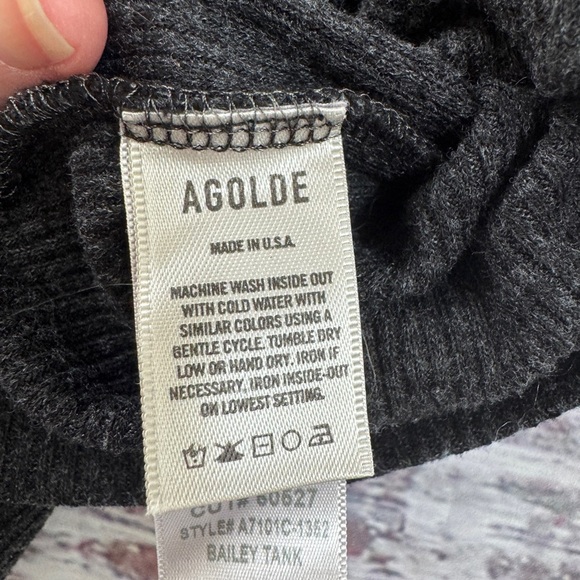 AGOLDE Dark Gray Ribbed Bea Cutaway Tank - Picture 3 of 6